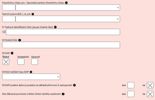 Tax return header