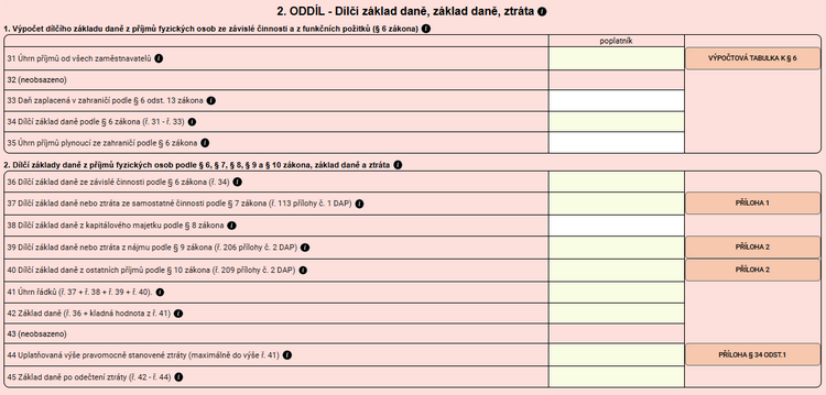 Section 2 of the tax return