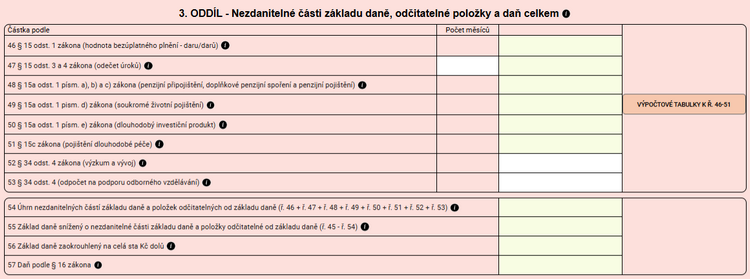 Section 3 of the tax return